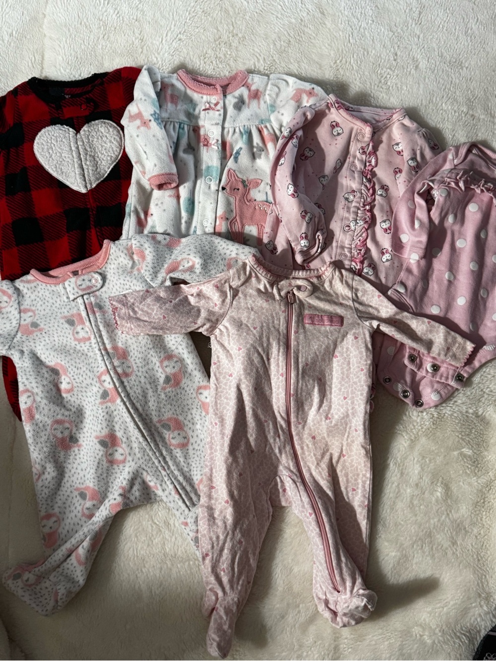 child of mine Pink & Red Baby Footed One-Piece Sleepers - Mixed Patterns